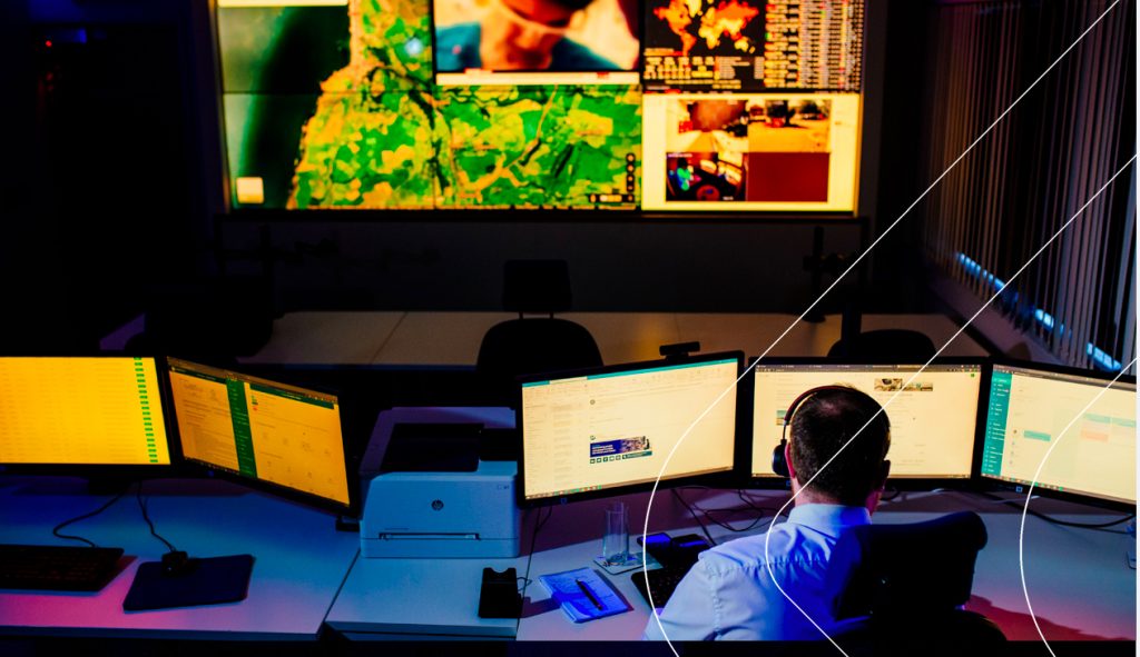 CCTV monitoring operator in security control room